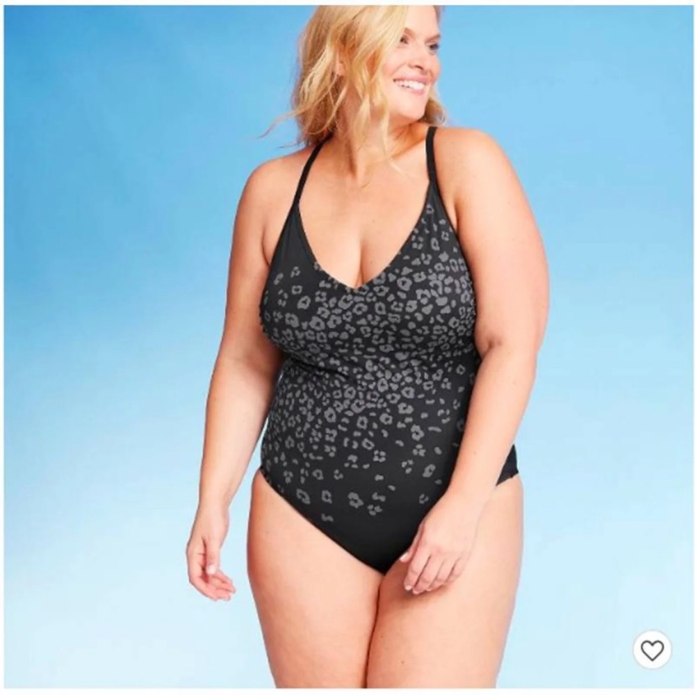 Kona Sol Animal Spot Print Swimsuit Plus Size 14W NEW